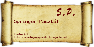 Springer Paszkál névjegykártya